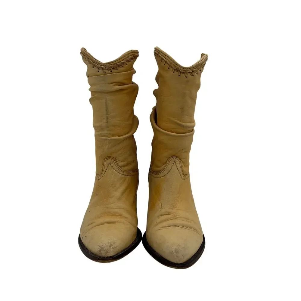 Vintage Zodiac USA Slouchy Leather Boots Women's 6.5 Cowboy Western Boho